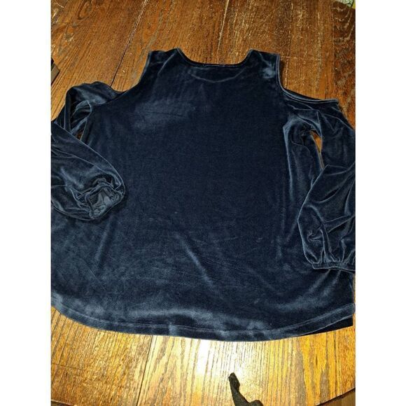 XL Vintage America Blues Blue Valour Long Sleeve Cold Shoulder Pullover Shirt - Picture 4 of 5